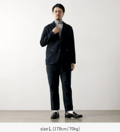 RE MADE IN TOKYO JAPAN Trousers^/ Super 140 Wool Melton Easy Slacks navy