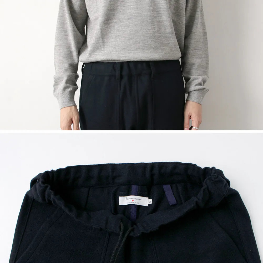 RE MADE IN TOKYO JAPAN Trousers^/ Super 140 Wool Melton Easy Slacks navy