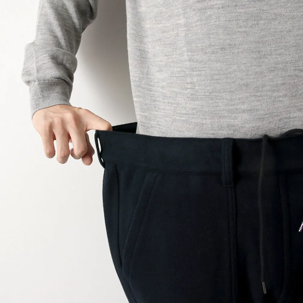 RE MADE IN TOKYO JAPAN Trousers^/ Super 140 Wool Melton Easy Slacks navy