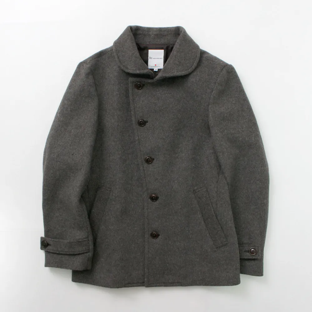 RE MADE IN TOKYO JAPAN Coats^/ Wool Melton Stand Collar Pea Coat