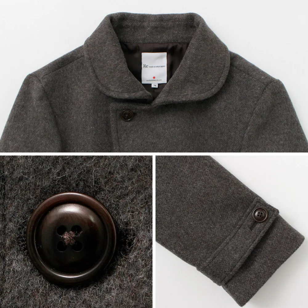 RE MADE IN TOKYO JAPAN Coats^/ Wool Melton Stand Collar Pea Coat