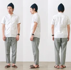 RE MADE IN TOKYO JAPAN Shirts^/ Yellow Stitched Short Sleeve Button Down Shirt