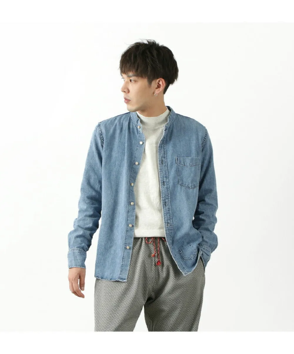REMI RELIEF Shirts^/ Denim Band Collar Shirt