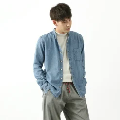 REMI RELIEF Shirts^/ Denim Band Collar Shirt