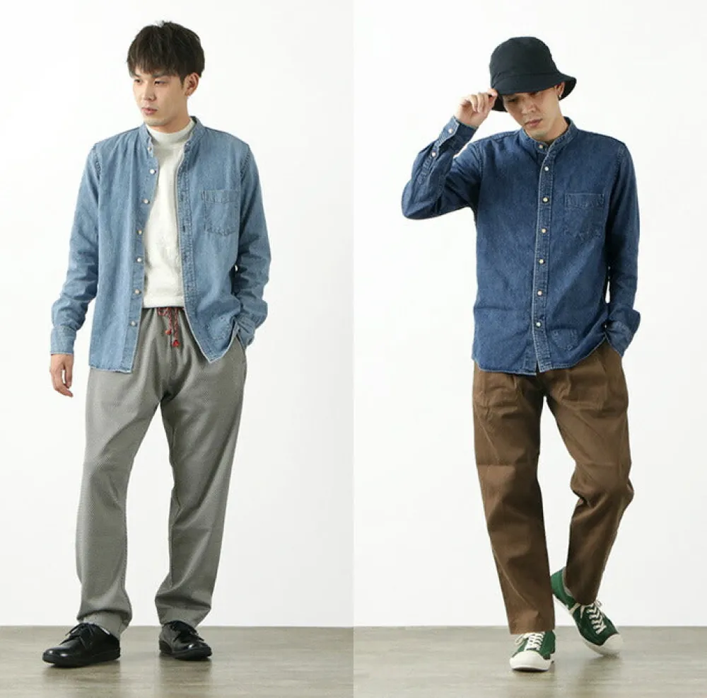REMI RELIEF Shirts^/ Denim Band Collar Shirt
