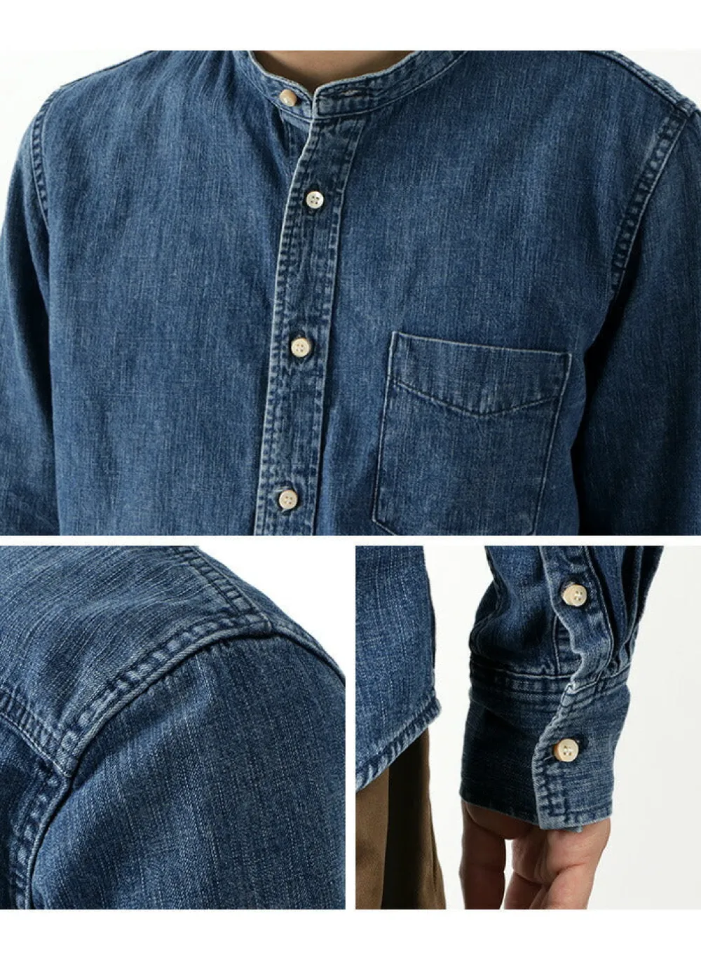 REMI RELIEF Shirts^/ Denim Band Collar Shirt