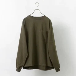 REMI RELIEF T-Shirts^/ Melange jersey long sleeve crew pocket T-shirt