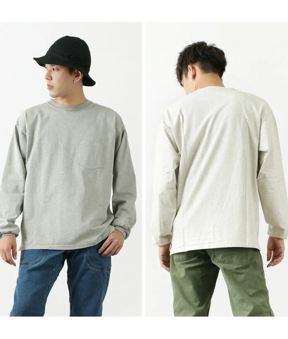 REMI RELIEF T-Shirts^/ Melange jersey long sleeve crew pocket T-shirt
