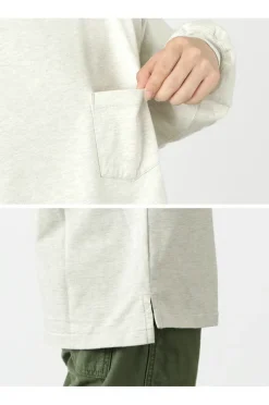 REMI RELIEF T-Shirts^/ Melange jersey long sleeve crew pocket T-shirt