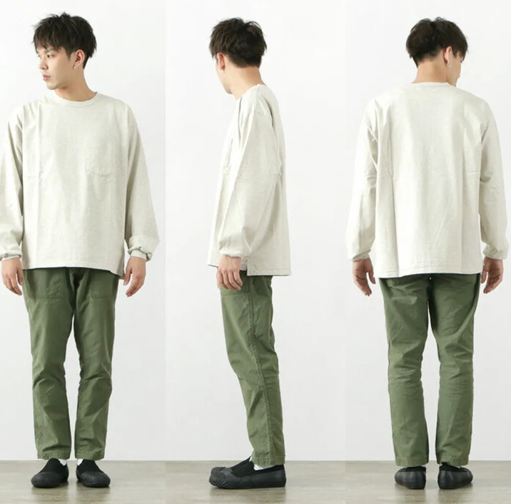 REMI RELIEF T-Shirts^/ Melange jersey long sleeve crew pocket T-shirt