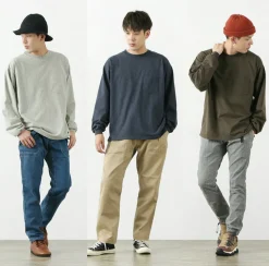 REMI RELIEF T-Shirts^/ Melange jersey long sleeve crew pocket T-shirt