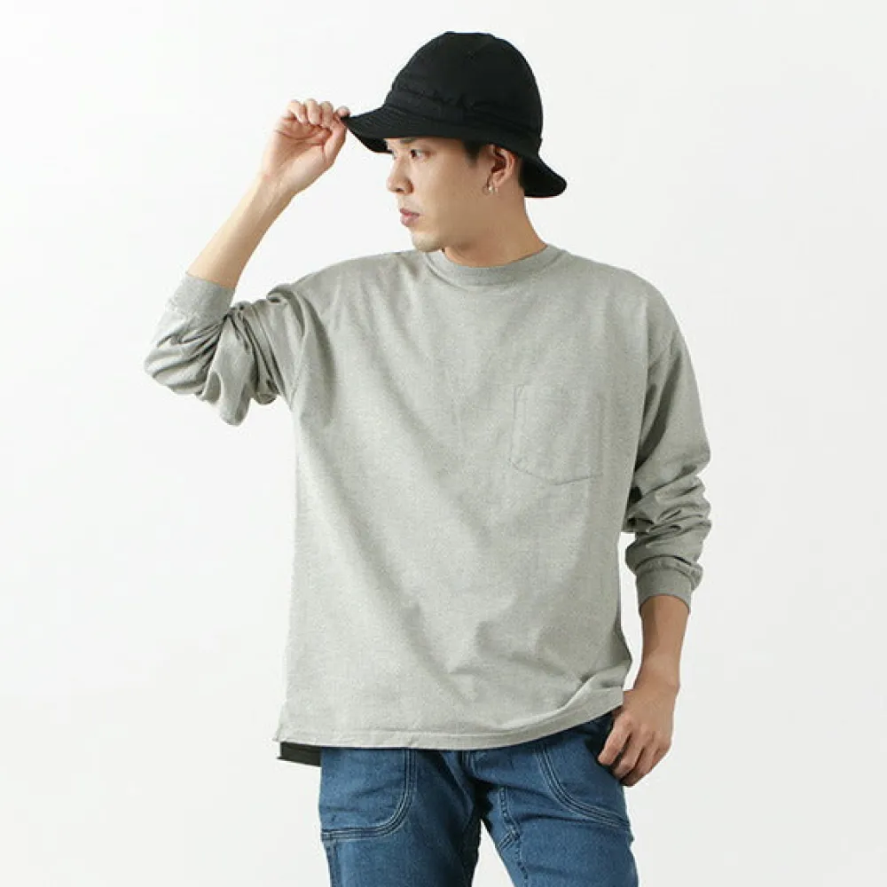 REMI RELIEF T-Shirts^/ Melange jersey long sleeve crew pocket T-shirt