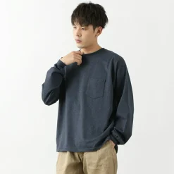 REMI RELIEF T-Shirts^/ Melange jersey long sleeve crew pocket T-shirt