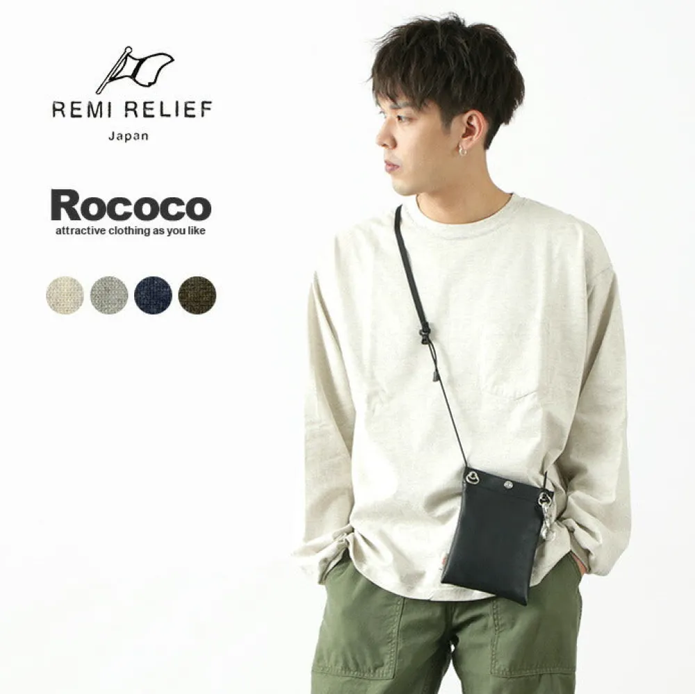 REMI RELIEF T-Shirts^/ Melange jersey long sleeve crew pocket T-shirt