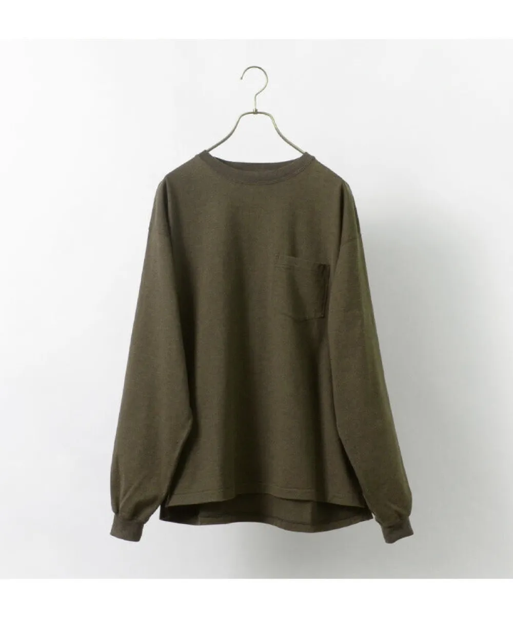 REMI RELIEF T-Shirts^/ Melange jersey long sleeve crew pocket T-shirt