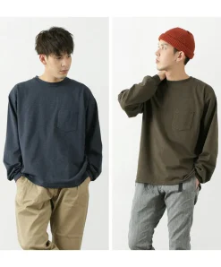 REMI RELIEF T-Shirts^/ Melange jersey long sleeve crew pocket T-shirt