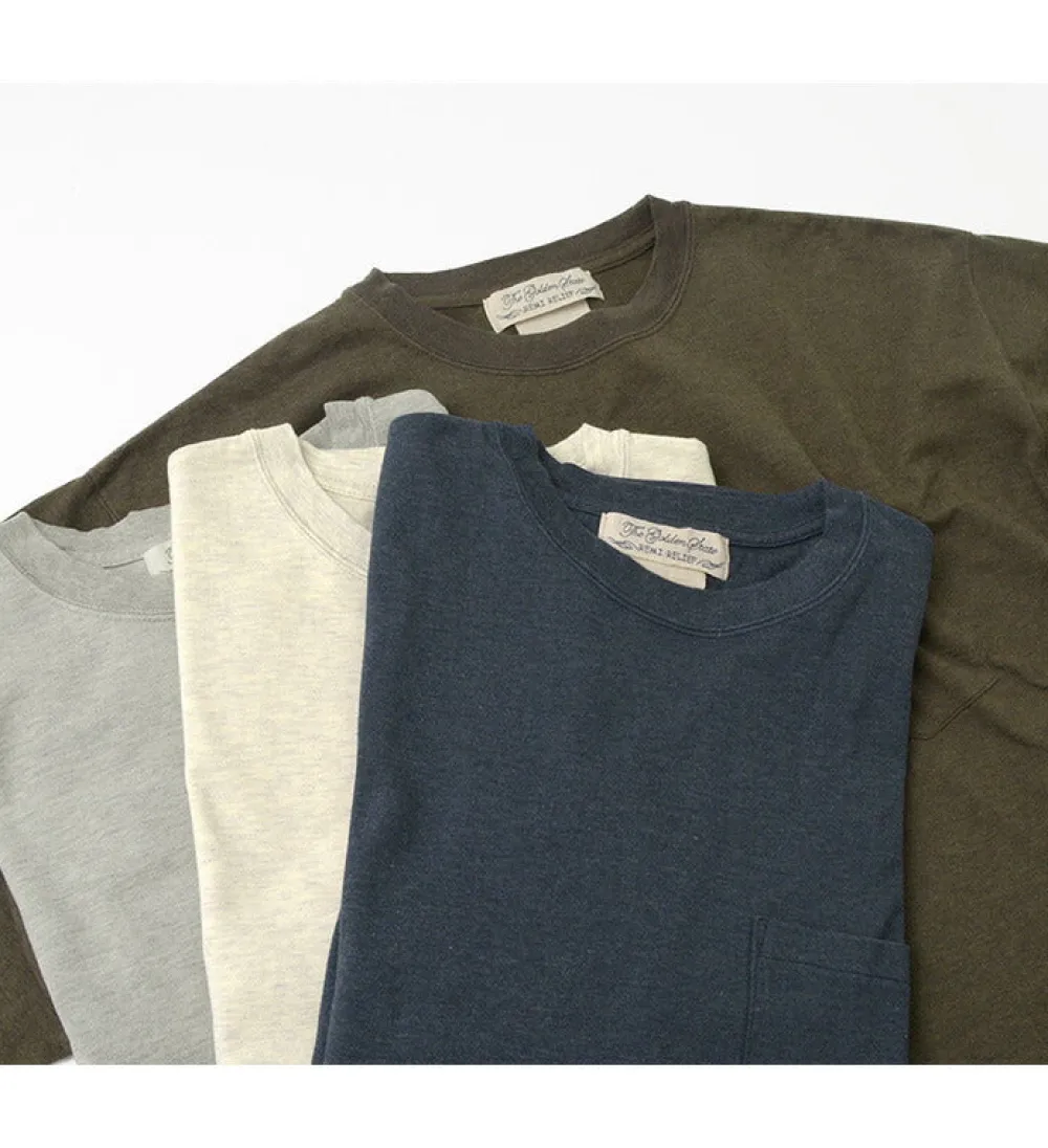 REMI RELIEF T-Shirts^/ Melange jersey long sleeve crew pocket T-shirt