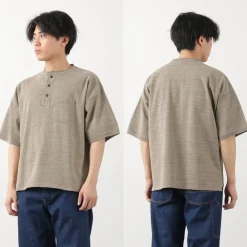 REMI RELIEF T-Shirts^/ Melange jersey short sleeve henley neck pocket T-shirt