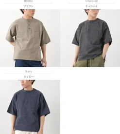 REMI RELIEF T-Shirts^/ Melange jersey short sleeve henley neck pocket T-shirt