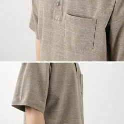 REMI RELIEF T-Shirts^/ Melange jersey short sleeve henley neck pocket T-shirt