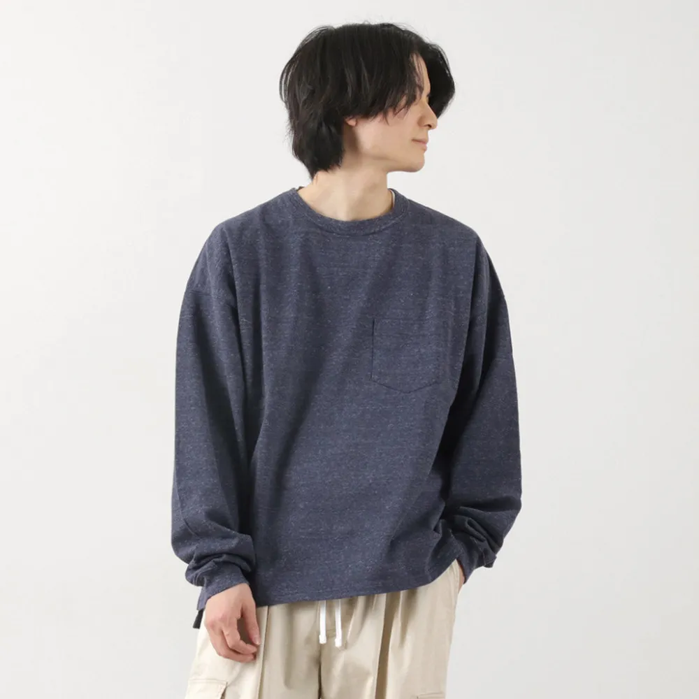 REMI RELIEF T-Shirts^/ Melange jersey long sleeve pocket T-shirt