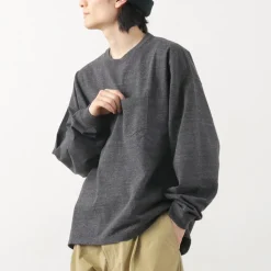 REMI RELIEF T-Shirts^/ Melange jersey long sleeve pocket T-shirt