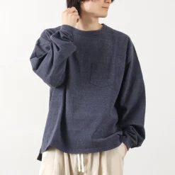 REMI RELIEF T-Shirts^/ Melange jersey long sleeve pocket T-shirt