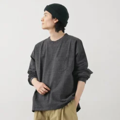 REMI RELIEF T-Shirts^/ Melange jersey long sleeve pocket T-shirt