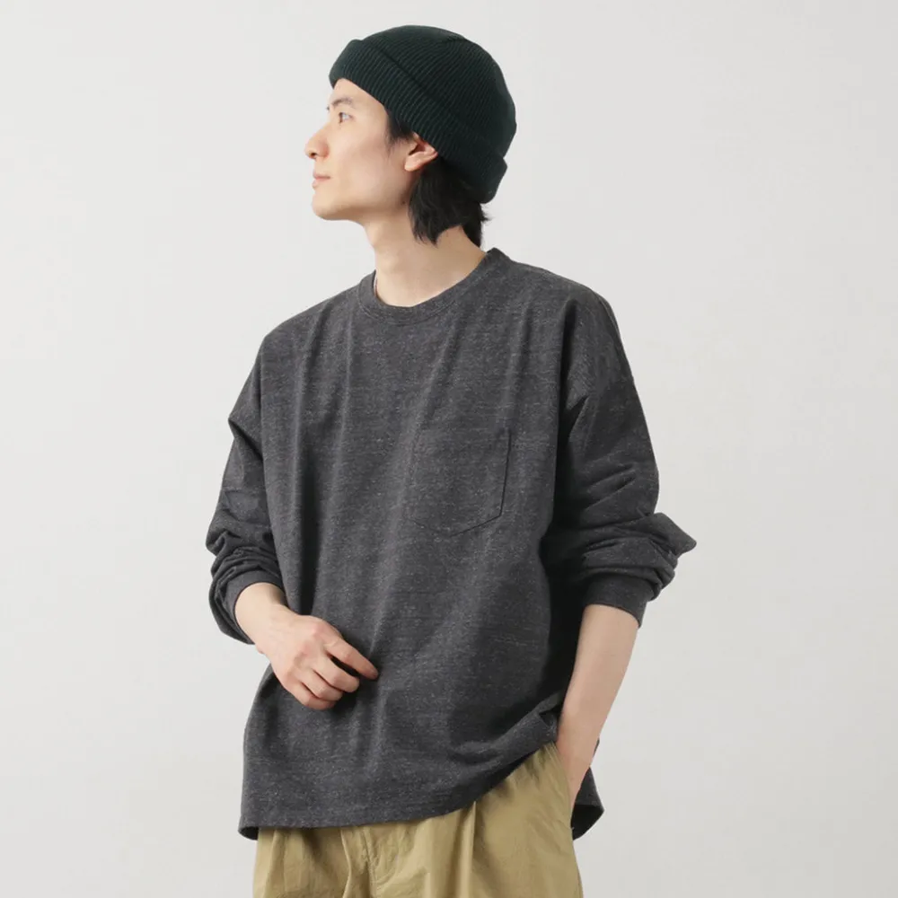 REMI RELIEF T-Shirts^/ Melange jersey long sleeve pocket T-shirt