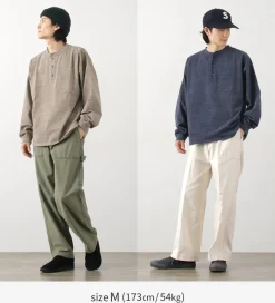 REMI RELIEF T-Shirts^/ Melange Jersey Long Sleeve Henley Neck Pocket T-Shirt