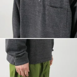 REMI RELIEF T-Shirts^/ Melange Jersey Long Sleeve Henley Neck Pocket T-Shirt
