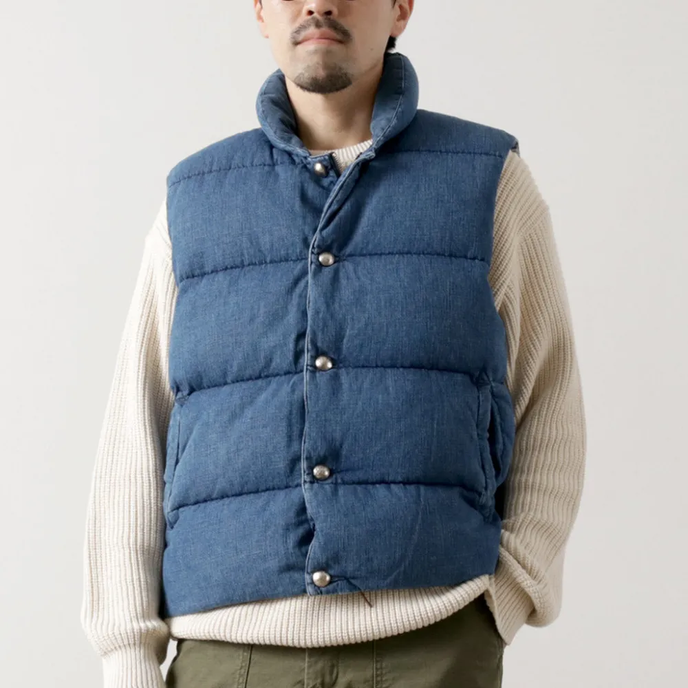 REMI RELIEF Down Wear|Vests^/ Natural Processed Denim Down Vest