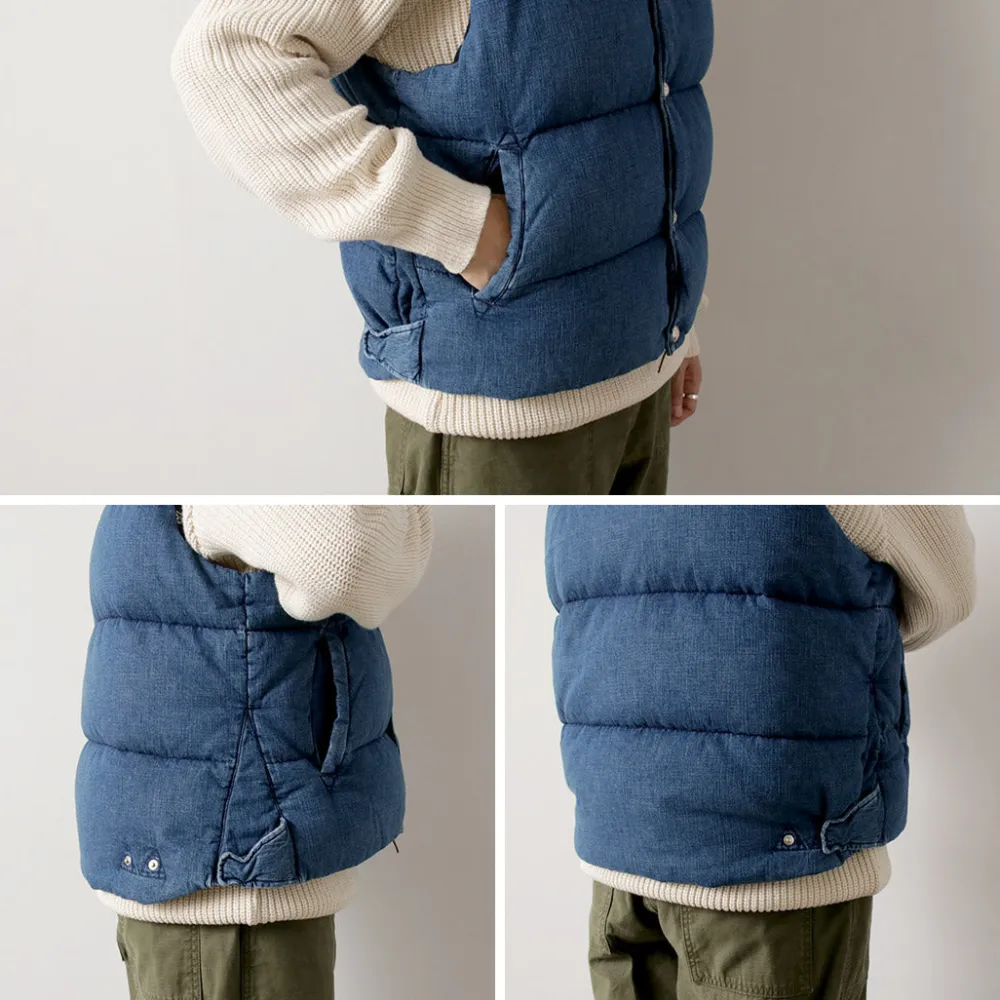 REMI RELIEF Down Wear|Vests^/ Natural Processed Denim Down Vest