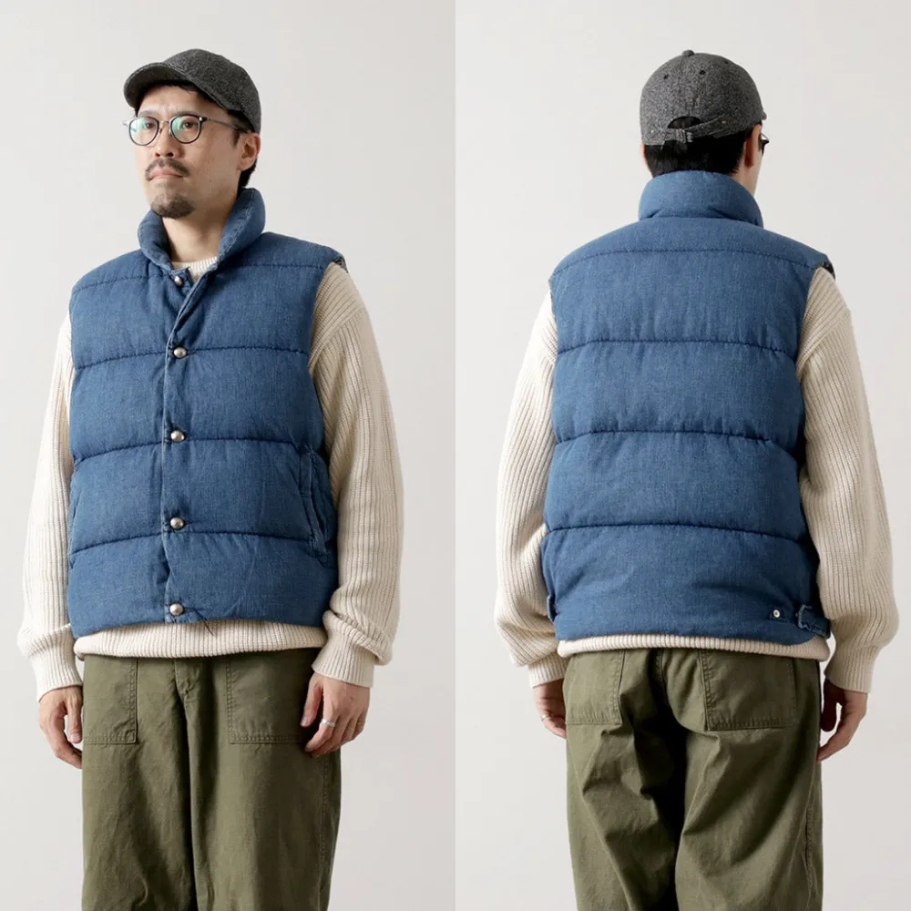 REMI RELIEF Down Wear|Vests^/ Natural Processed Denim Down Vest