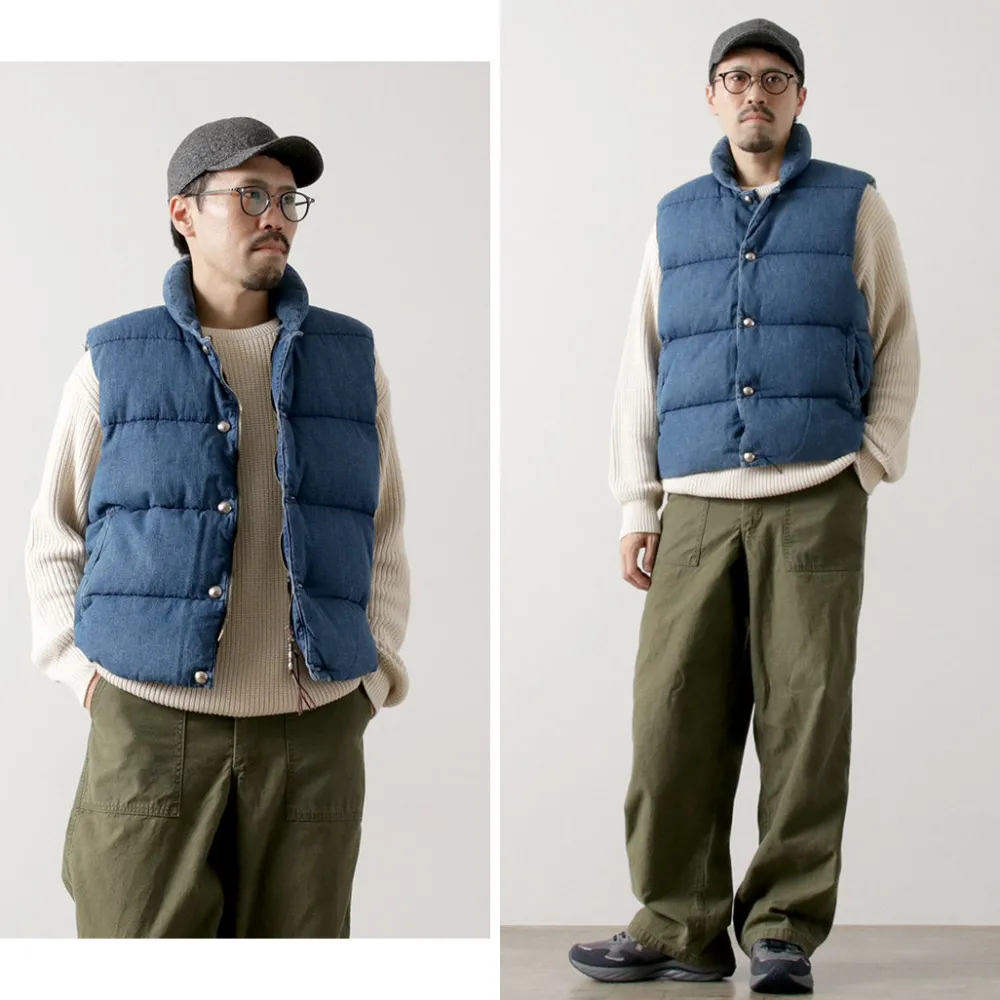REMI RELIEF Down Wear|Vests^/ Natural Processed Denim Down Vest
