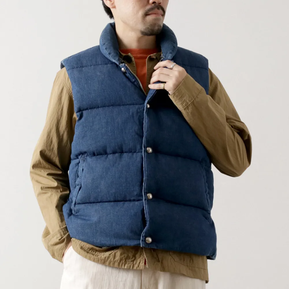 REMI RELIEF Down Wear|Vests^/ Natural Processed Denim Down Vest