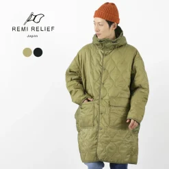 REMI RELIEF Coats^/ Nylon Rip Gourd Quilted Coat Hoodie