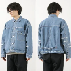 REMI RELIEF Jackets^/ 14OZ DENIM 1st JKT (repaired) blue