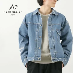 REMI RELIEF Jackets^/ 14OZ DENIM 1st JKT (repaired) blue