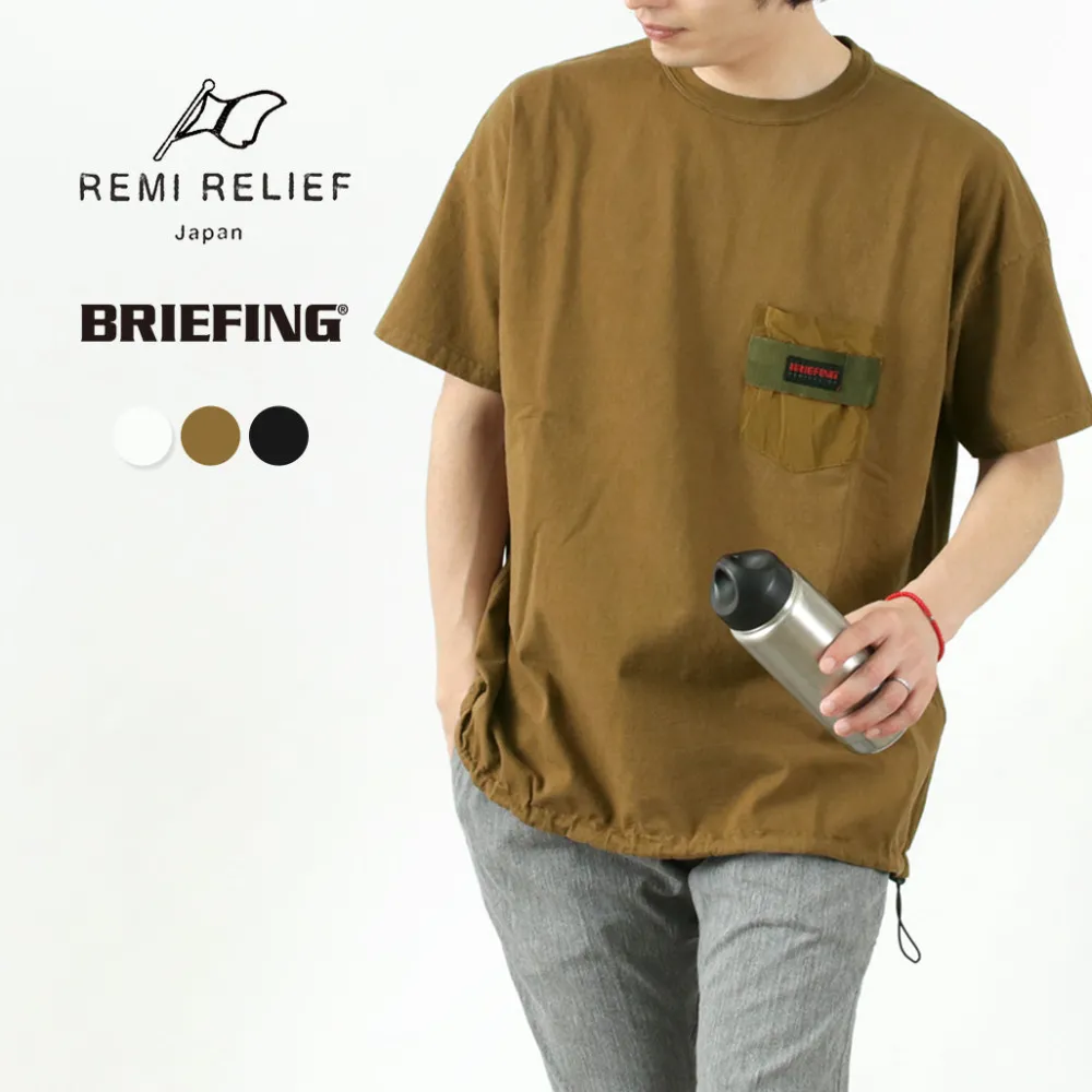 REMI RELIEF T-Shirts^x BRIEFING / Collaboration jersey pocket T-shirt