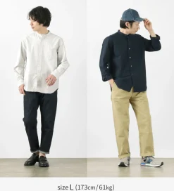 ROCOCO Shirts^/ American Ox Band Collar Shirt