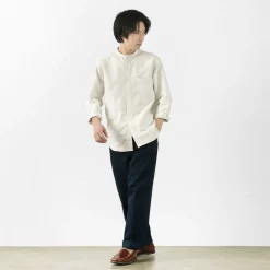 ROCOCO Shirts^/ American Ox Band Collar Shirt