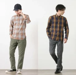 ROCOCO Shirts^/ Cotton Linen Madras Check Button-down Shirt