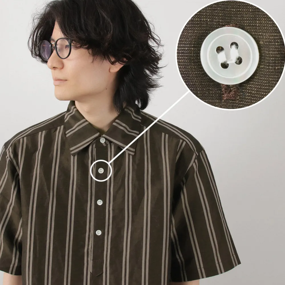 ROCOCO Shirts^/ Cupro linen woven poloshirt