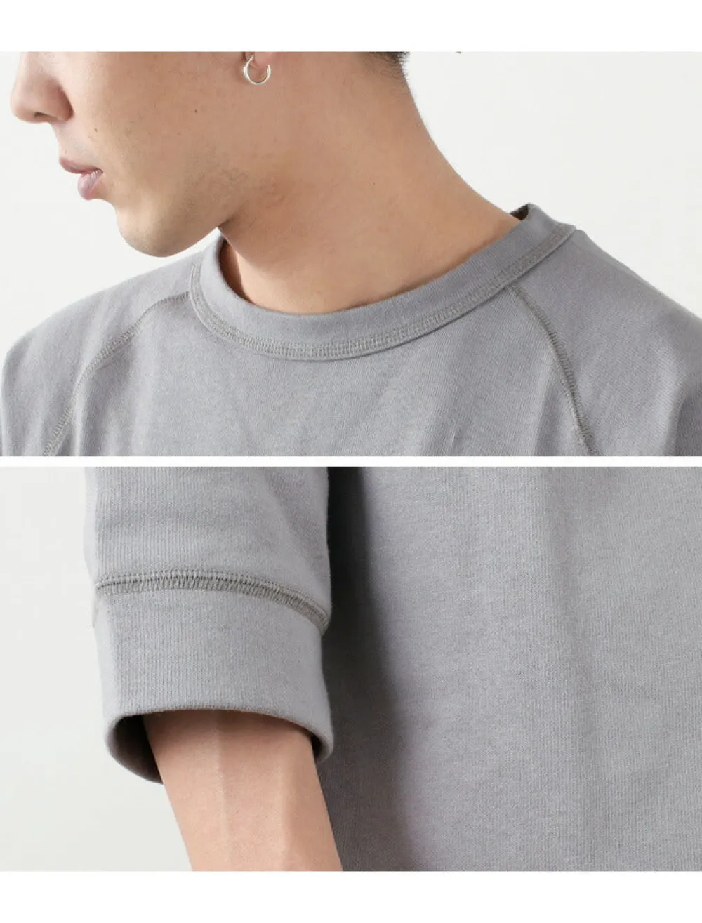ROCOCO T-Shirts^/ Hemmed Jersey Cotton Crew Neck Cut & Sew