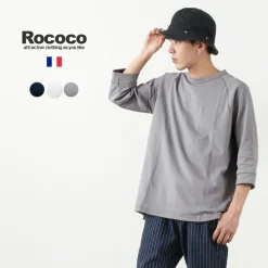 ROCOCO T-Shirts^/ Hemmed Jersey Cotton Crew Neck Cut & Sew