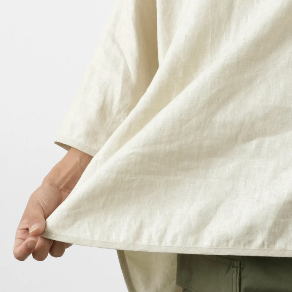 ROCOCO T-Shirts^/ Linen cloth Henley Neck T-Shirt