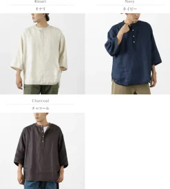 ROCOCO T-Shirts^/ Linen cloth Henley Neck T-Shirt