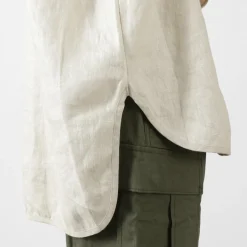 ROCOCO T-Shirts^/ Linen cloth Henley Neck T-Shirt