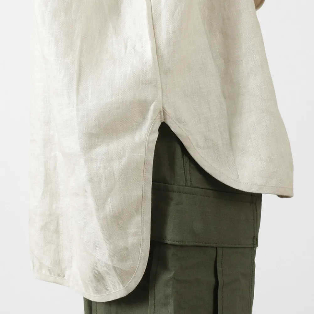 ROCOCO T-Shirts^/ Linen cloth Henley Neck T-Shirt